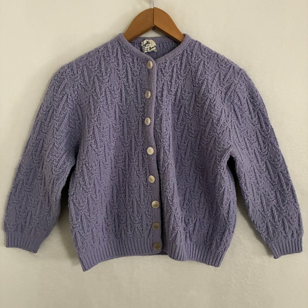 Vtg 80s Sayelle Bernice Orlon Acrylic Crop Cardigan Sweater Fits Womens XS Knit
